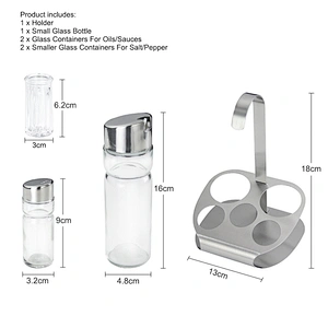 YF Smart Kitchen Cooking Tools 6pcs Condiment Set Shaker Salt & Pepper Shaker Glass Oil & Vinegar Bottle