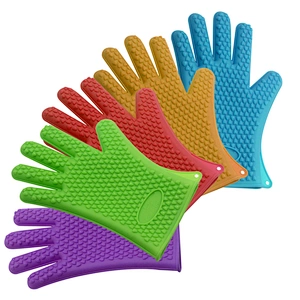Amazon profession stocking waterproof kitchen silicon heat resistant glove for oven
