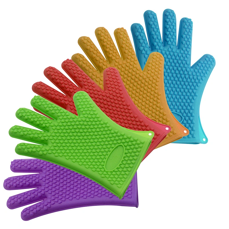 Amazon profession stocking waterproof kitchen silicon heat resistant glove for oven