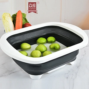 Multi-function Cutting Board With Tray Kitchen Chopping Board Tool Foldable Folding Fruit Vegetable Washing Storage Drain Basket