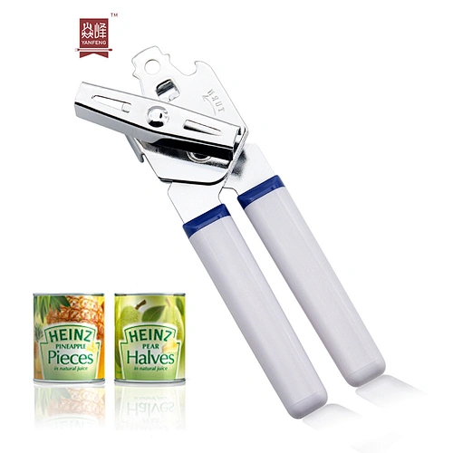 Premium Quality Stainless Steel Manual Can Opener with Non Slip Handle White Safety Can Opener