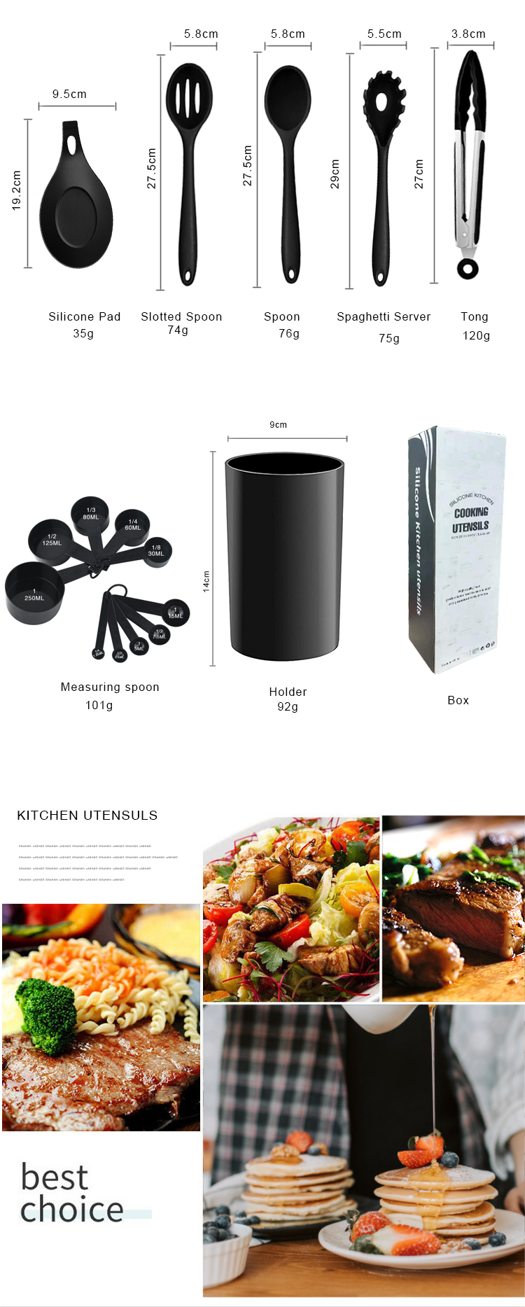 silicone kitchen utensil set