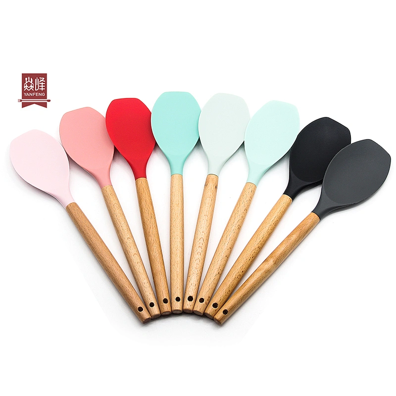 Heat Resistant Silicone Spoonula Spatula Spoon food grade Kitchen silicone salad spoon Non Stick Rubber Cooking Utensil