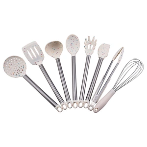 Silicone Kitchenware Cooking Utensils Set Non-stick Cookware Spatula Silicone Kitchen Utensil set with Stainless Steel Handle