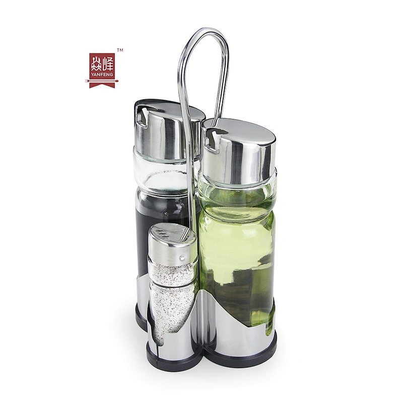 BBQ Mini Salt and Pepper Grinder Set Adjustable 5in 1 Spice Mill Set with plastic Base glass bottle Cooking Gadget