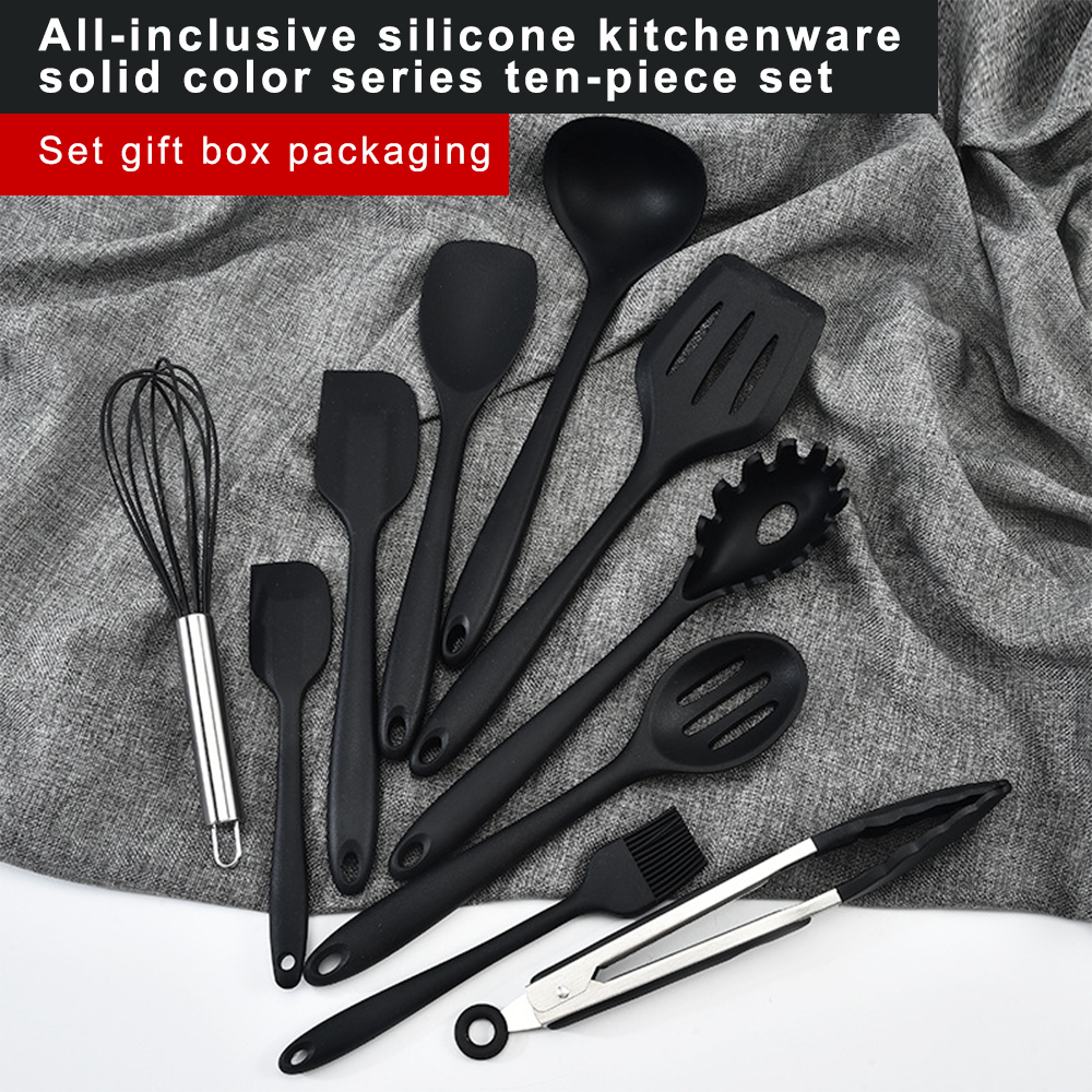 10Pcs Kitchen Utensil set Cookware Set Nonstick Silicone Spatula Spoon Oil Brush Heat Resistant Silicone Cooking Utensils set