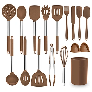 17 Pcs Kitchen Utensils Set Heat Resistant Silicone Cookware set Silicone Cooking Utensil Set with Stainless Steel Hander
