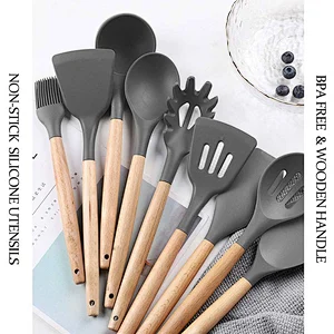 26 Pcs Kitchen Utensils Cooking Utensils Set Heat Resistant Kitchen Gadgets Silicone Cooking Utensil Set with Wooden Handle