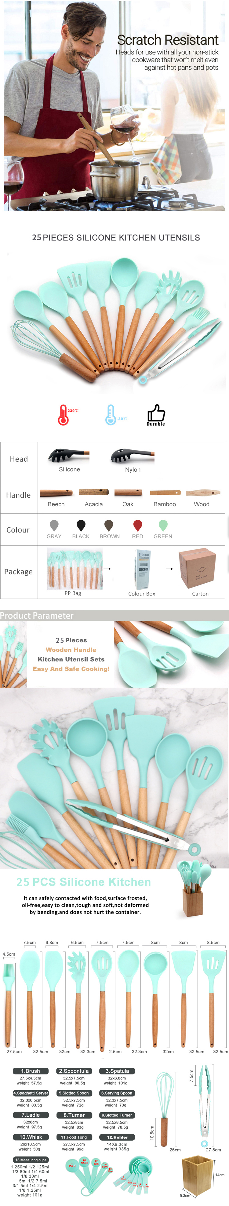silicone kitchen utensil set