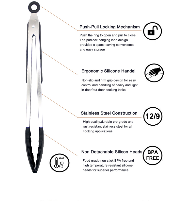 stainless steel food tong