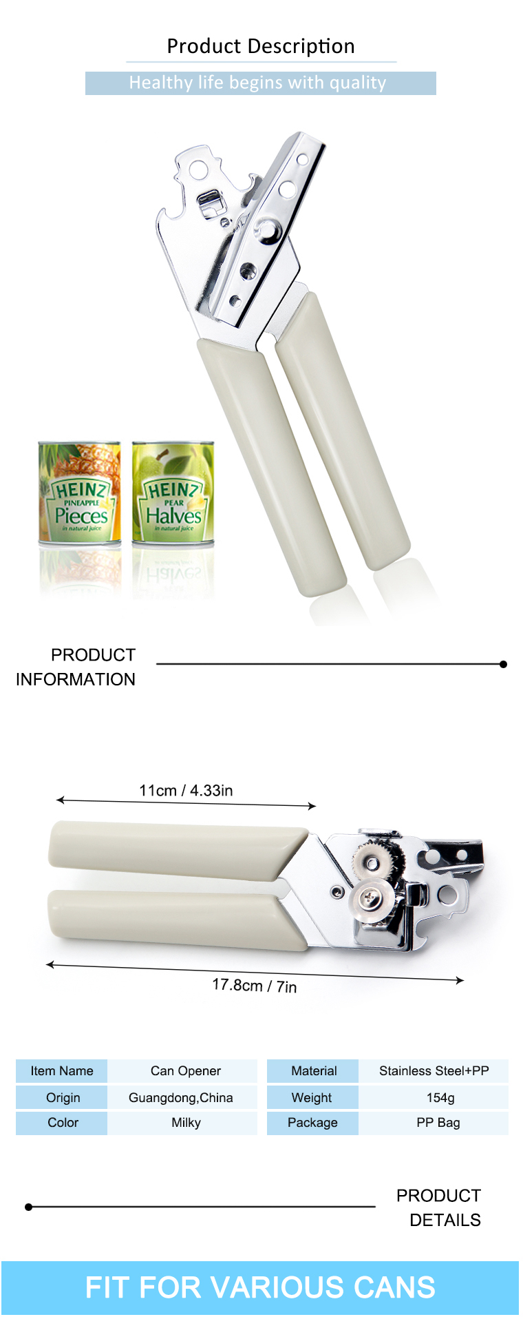 stainless steel manual can opener