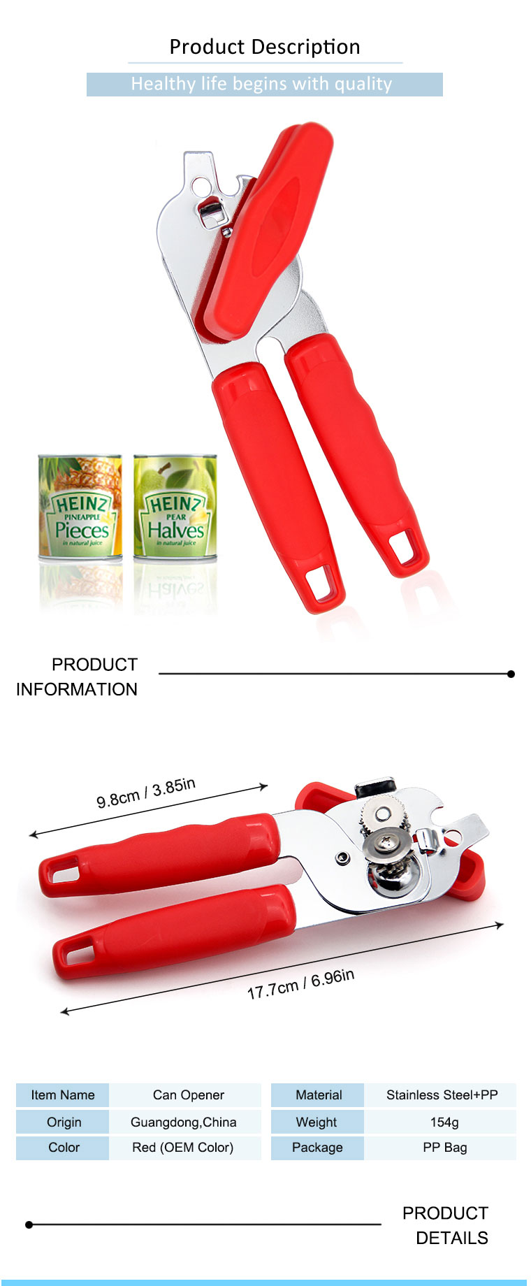 stainless steel kitchen opener