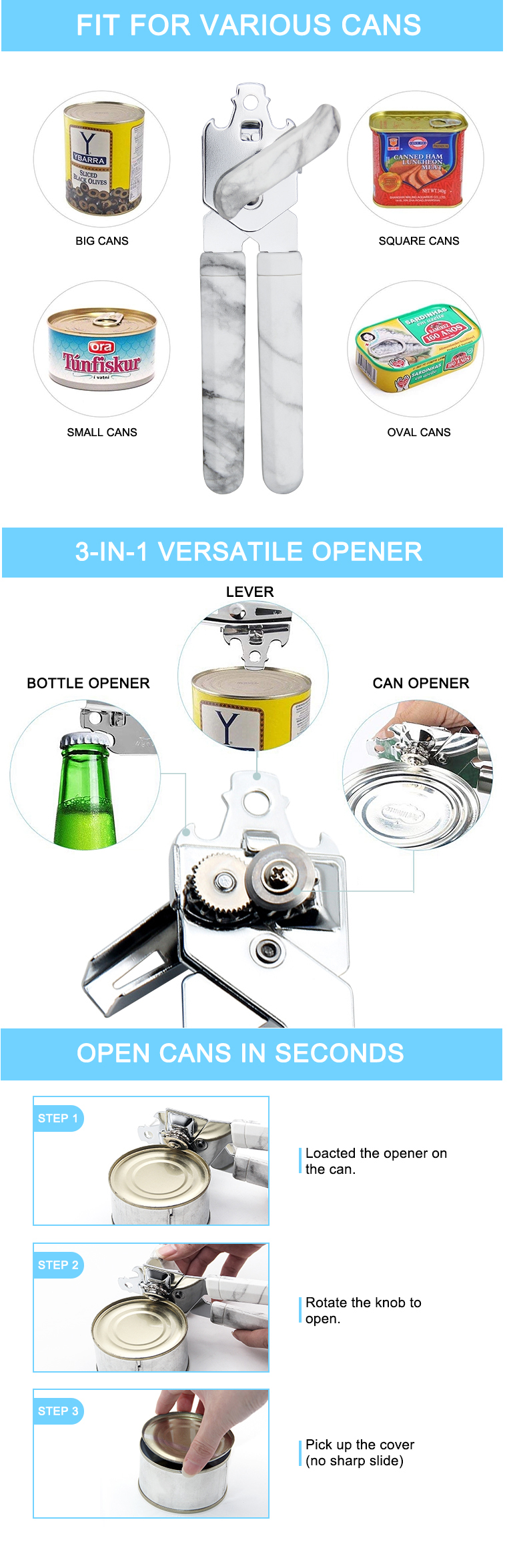 stainless steel manual can opener