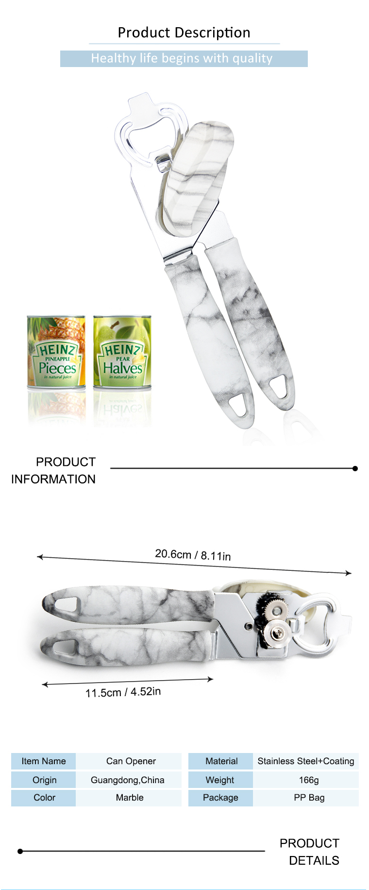 stainless steel manual can opener