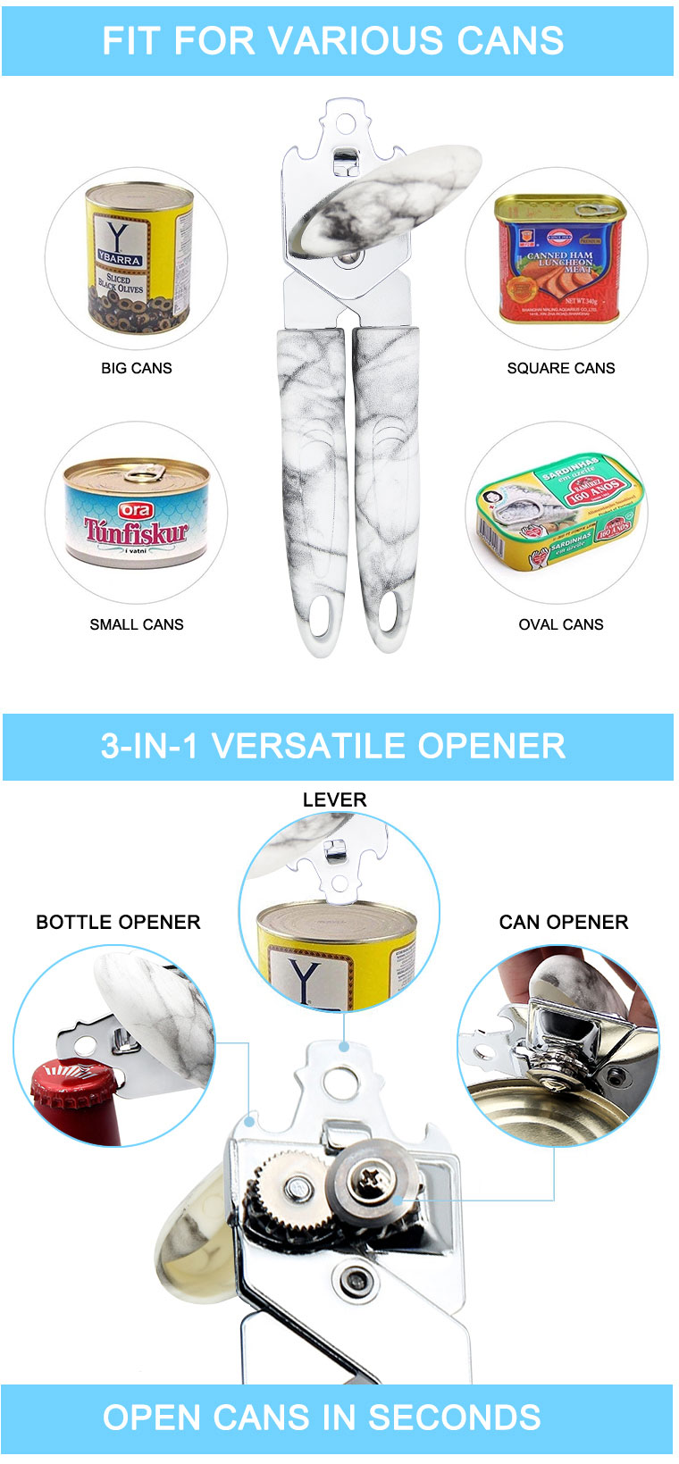 stainless steel manual can opener