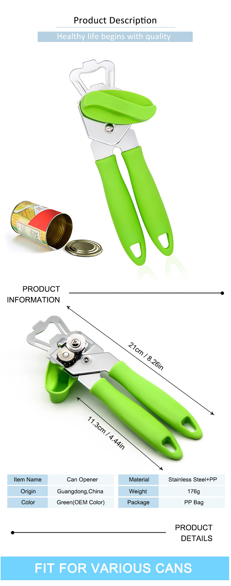 stainless steel manual can opener
