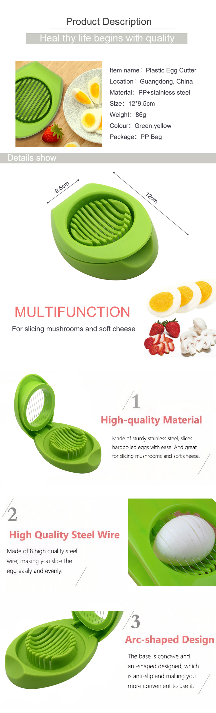 stainless steel egg slicer