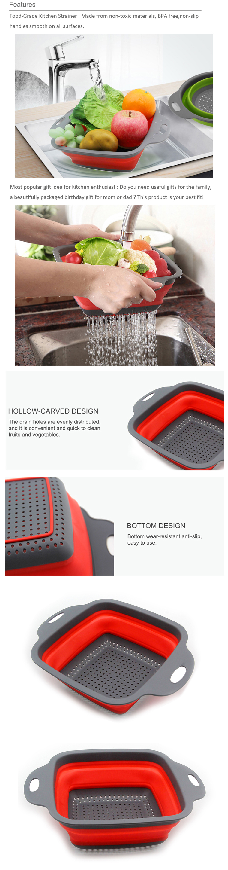 folding silicone colander