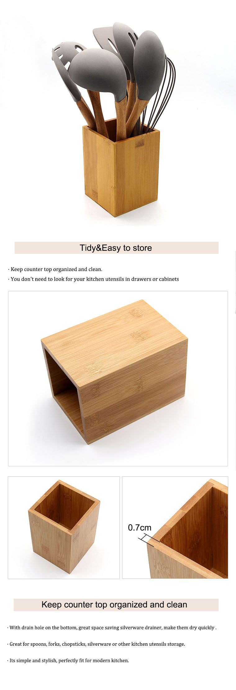 bamboo kitchen utensil holder