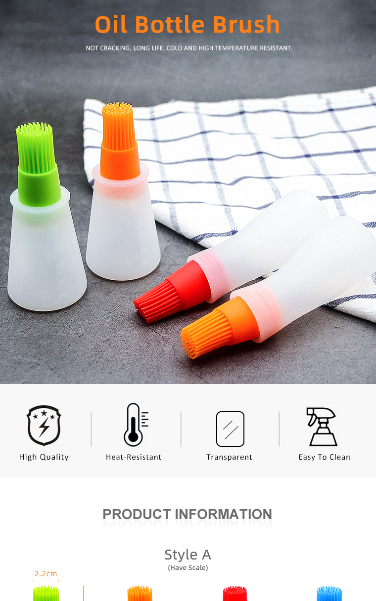 YF Kitchen BBQ Brushes Available in 3 Styles Bakeware Tools High Temperature Resistant with Oil Bottle Silicone Oil Brush