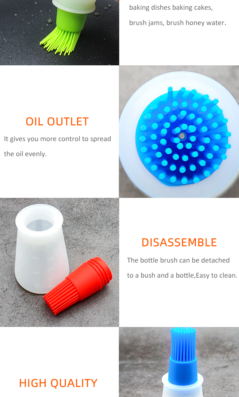 YF Kitchen BBQ Brushes Available in 3 Styles Bakeware Tools High Temperature Resistant with Oil Bottle Silicone Oil Brush