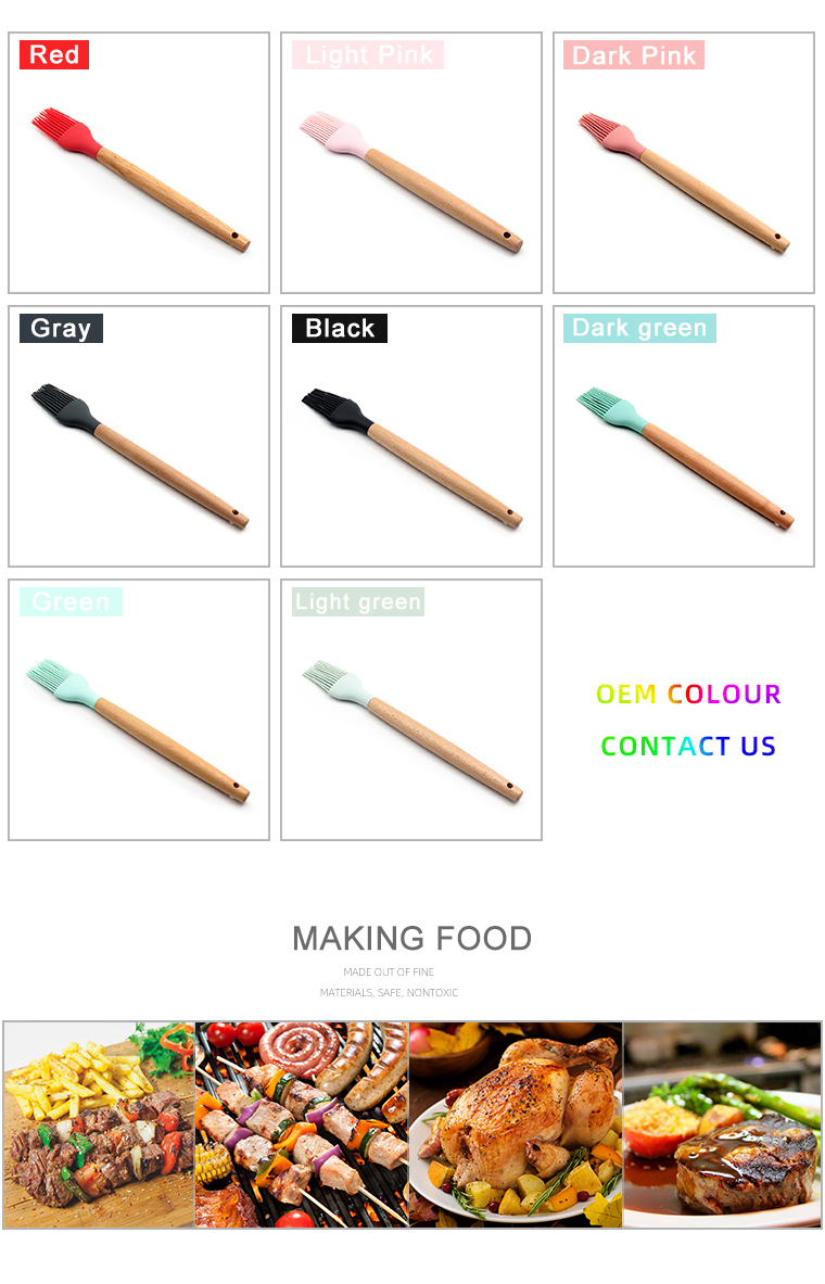 Heat Resistant Kitchen Silicone Oil Brush Silicone Pastry Basting BBQ Sauce Cooking Oil Brush Cooking Baking Scrub Brush