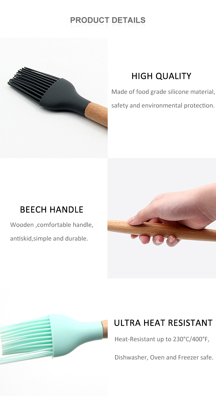 Heat Resistant Kitchen Silicone Oil Brush Silicone Pastry Basting BBQ Sauce Cooking Oil Brush Cooking Baking Scrub Brush