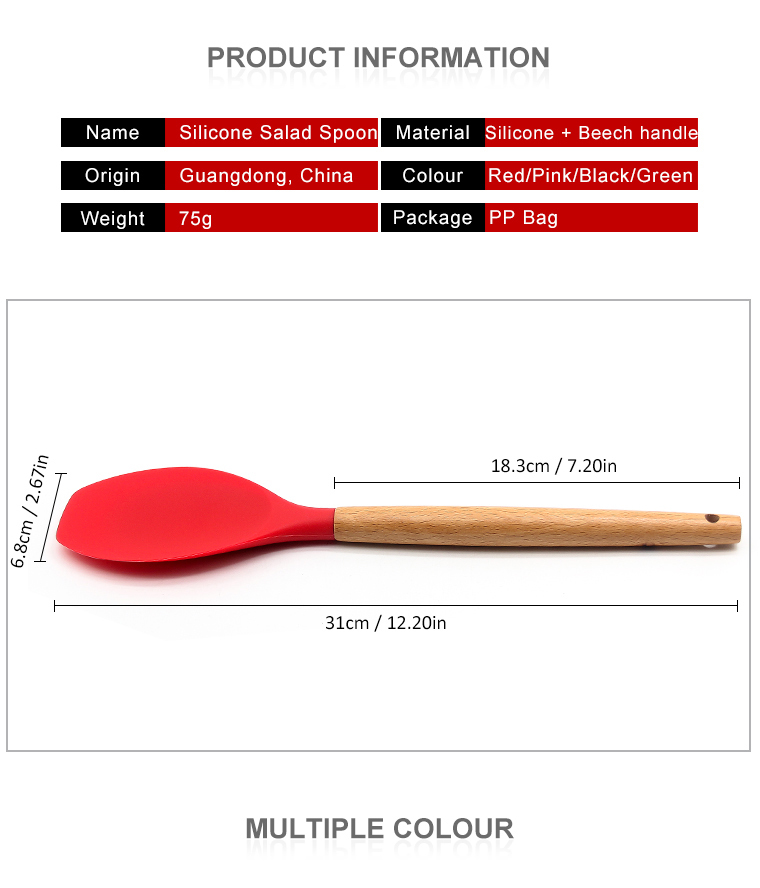 Heat Resistant Silicone Spoonula Spatula Spoon food grade Kitchen silicone salad spoon Non Stick Rubber Cooking Utensil