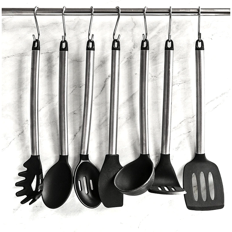11 pcs kitchen cooking set silicone kitchen accessories gadget Silicone Kitchen Utensils Set with Stainless Steel Handles