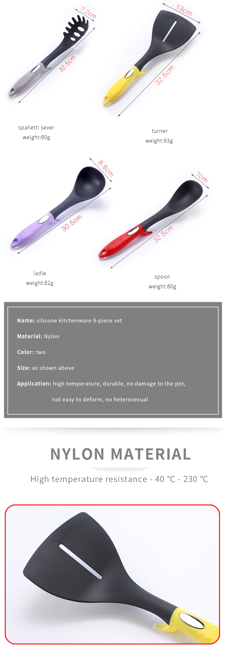 nylon kitchen utensil set