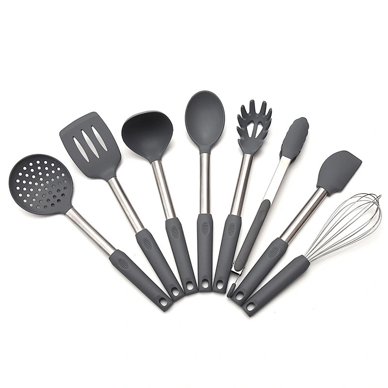 9 pcs kitchen accessories Stainless steel handle kitchenware utensil set cozinh Cookware Set silicone cooking utensils set