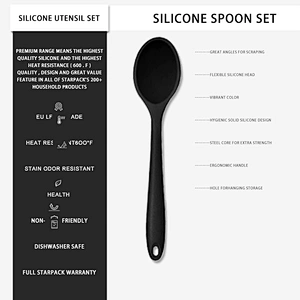 5-Piece Silicone Kitchen Utensil Set One Piece Design Spatulas and Mixing Spoons Silicone Cooking Kitchen Utensil set
