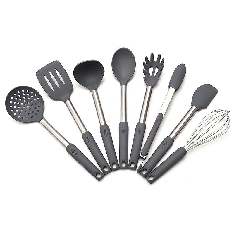 9 pcs kitchen accessories Stainless steel handle kitchenware utensil set cozinh Cookware Set silicone cooking utensils set