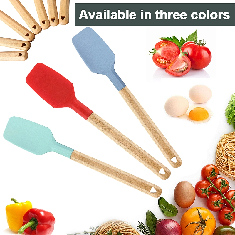 Amazon Hot Selling Kitchen Baking Tools Mixing Shovel Nonstick Heat Resistant Silicone Cooking Spoon Spatula Spoon