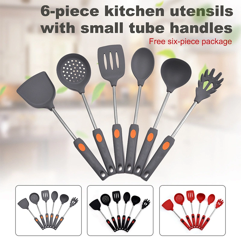 6 pcs stainless steel cookware sets camping kitchenware kitchen accessories gadgets silicone cooking utensils set