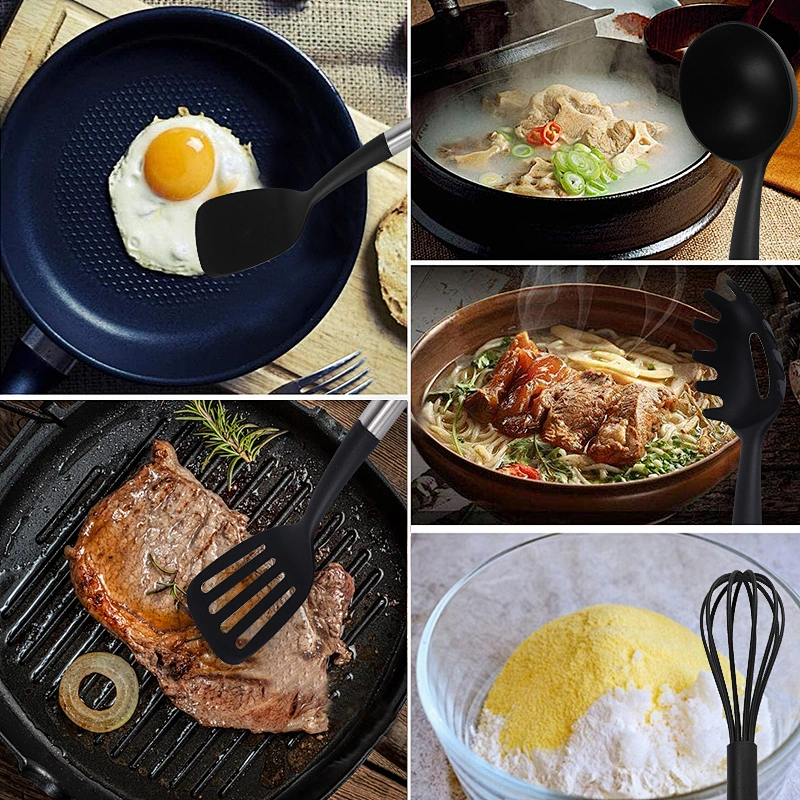 Kitchen Utensil Set Accessories Nylon Cooking Spatula Heat Resistant Nylon Kitchen Cooking Utensils Set With Holder