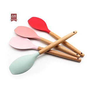 Heat Resistant Silicone Spoonula Spatula Spoon food grade Kitchen silicone salad spoon Non Stick Rubber Cooking Utensil