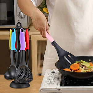 9 pcs Nylon Kitchen Utensil Rotating Stand Gadgets Tools Set Cooking Spatula Soup Nylon Kitchen Utensils Set