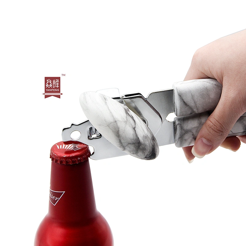 YF Portable Kitchen Gadgets Stainless Steel Marble Manual Can Opener Fit for Various Cans Tin Opener