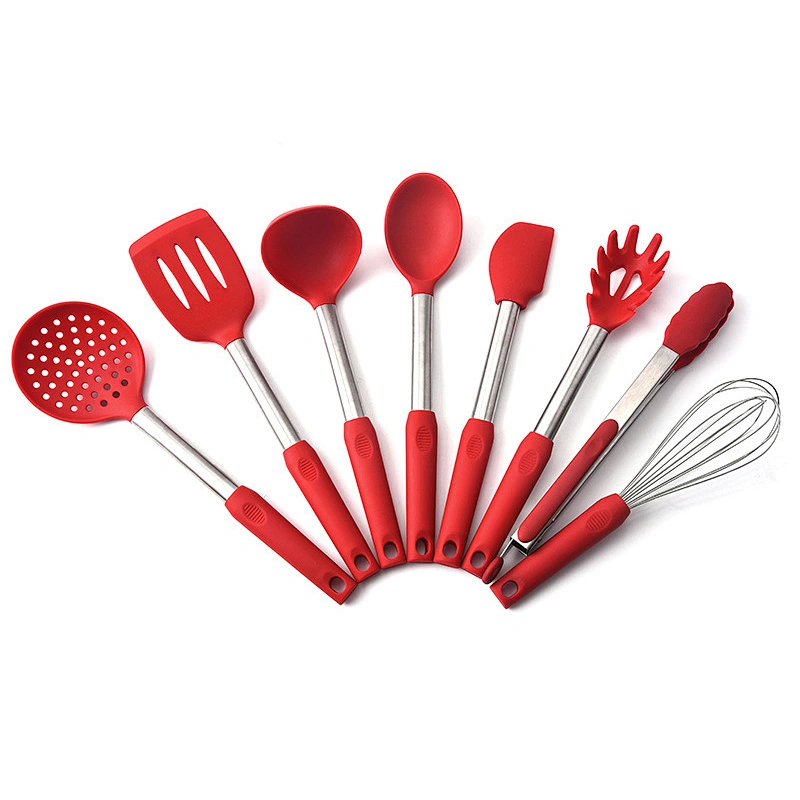 9 pcs kitchen accessories Stainless steel handle kitchenware utensil set cozinh Cookware Set silicone cooking utensils set