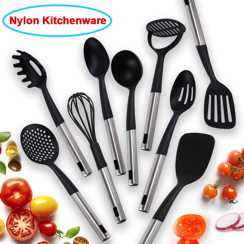 Kitchen Utensil Set Accessories Nylon Cooking Spatula Heat Resistant Nylon Kitchen Cooking Utensils Set With Holder