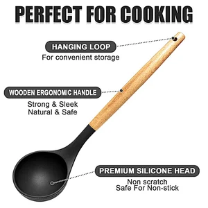26PCS Silicone Kitchen Utensils Set Heat-Resistant Cookware sets Silicone Cooking Utensils Set with Wooden Handle
