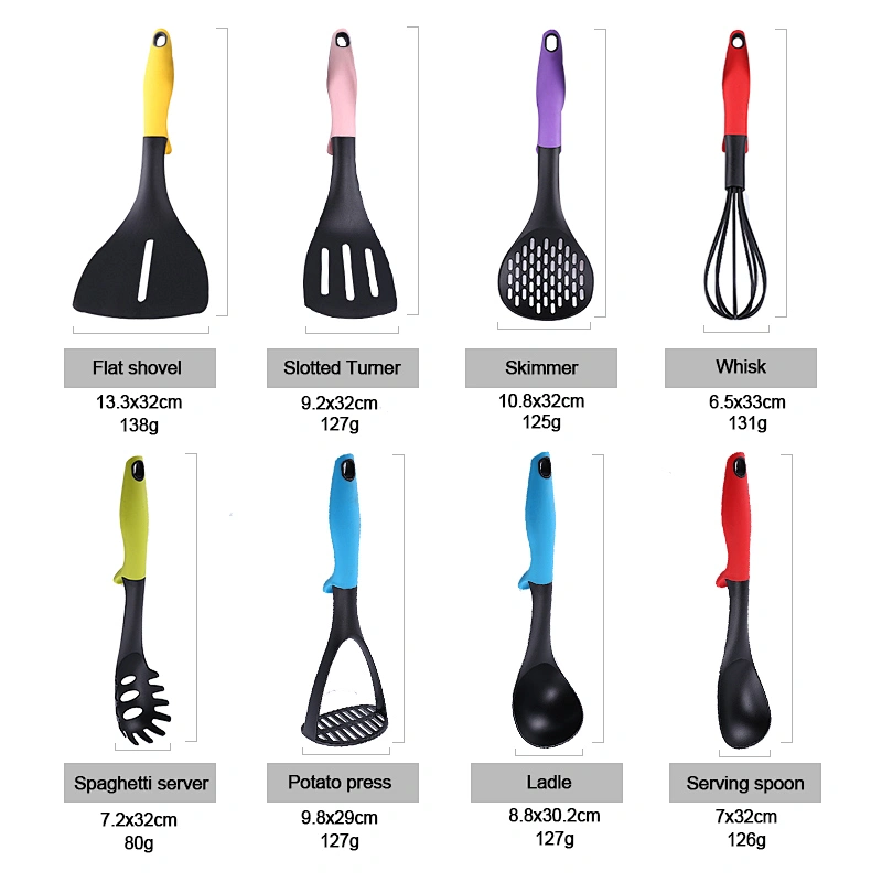 9 pcs Nylon Kitchen Utensil Rotating Stand Gadgets Tools Set Cooking Spatula Soup Nylon Kitchen Utensils Set