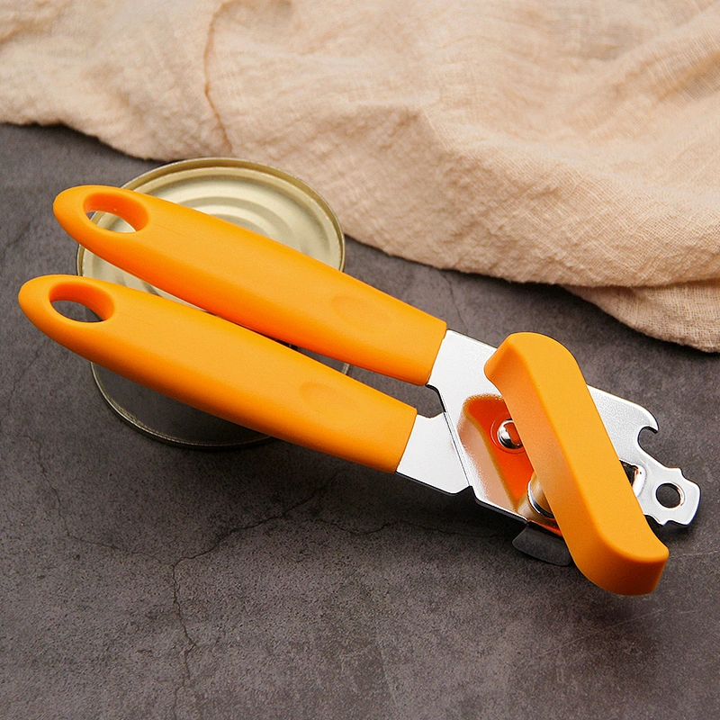 YF Eco-friendly Non-slip Grip Can Opener Orange(OEM Color) Lightweight Stainless Steel Handy Can Opener