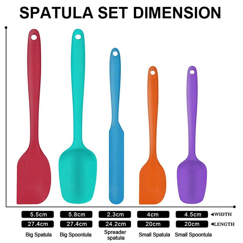5 pcs Food Grade Silicone kitchen spatula for Baking silicone kitchen accessories Heat Resistant silicone spatula set