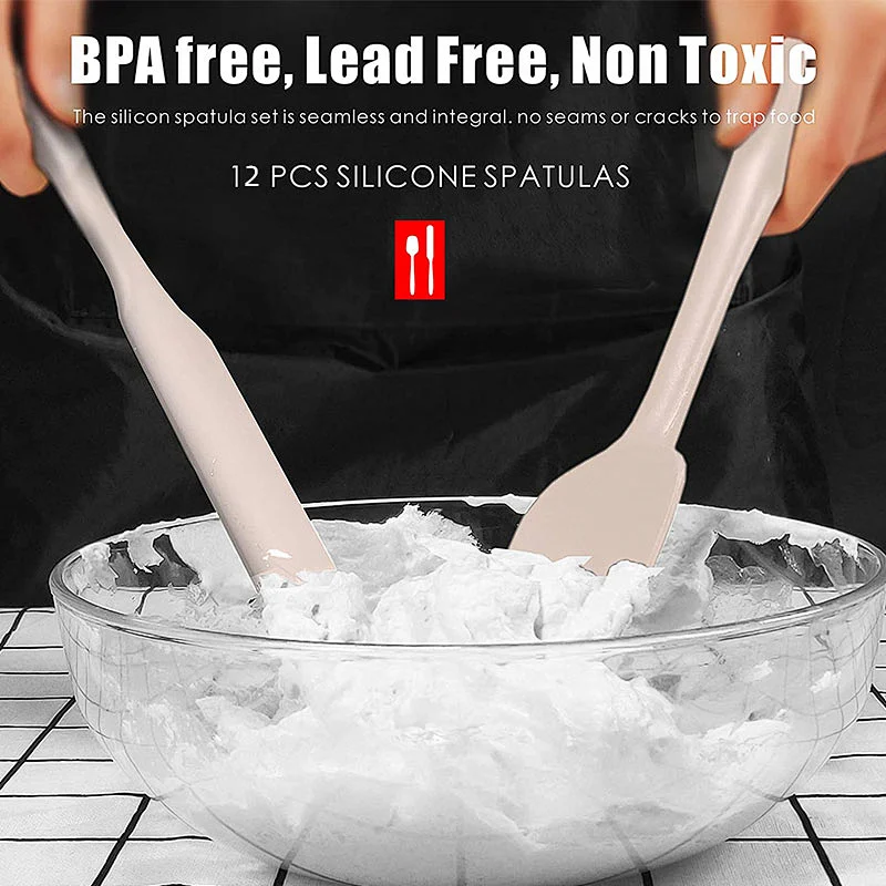 12 Piece Heat Resistant Silicone Spatula Baking Tool Kitchen Spatulas Silicone Spatula Set