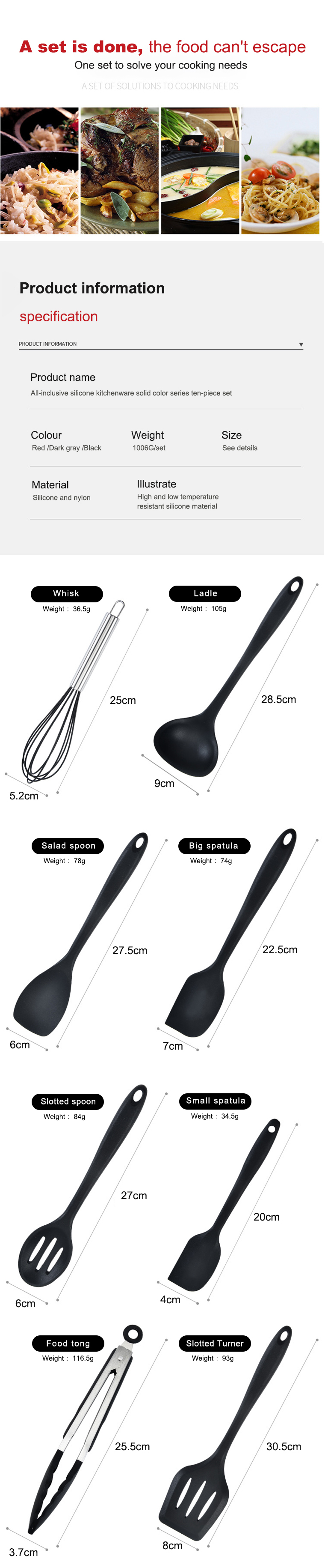 silicone kitchen utensil set