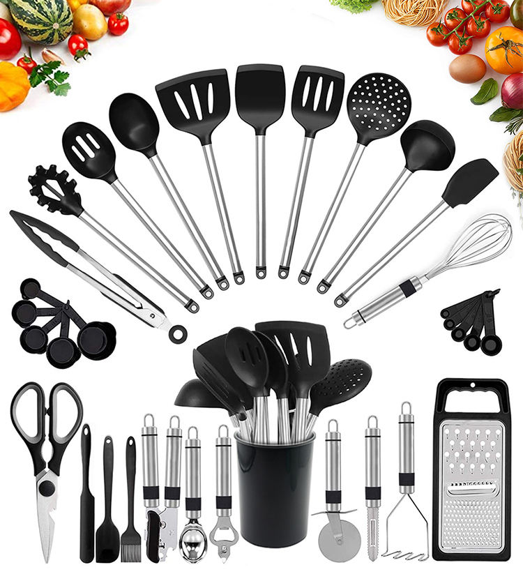 white silicone cooking utensils