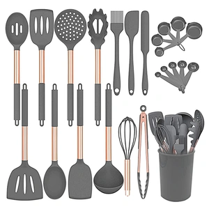 24pcs Silicone Kitchen Utensils Set Non stick Kitchen Cookware set with Stainless Steel Handle Silicone Cooking Utensil Set