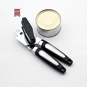 Comfortable grips safety stainless steel black manual can opener